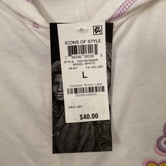 Epic Thread Full Zippered White Hoodie NWT Size Large - Picture 3 of 3